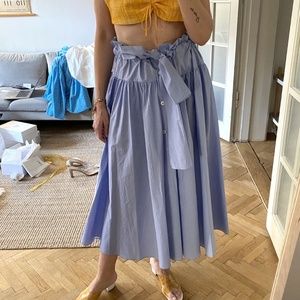 Maryam Nassir Zadeh Blue Midi Tie Front Skirt